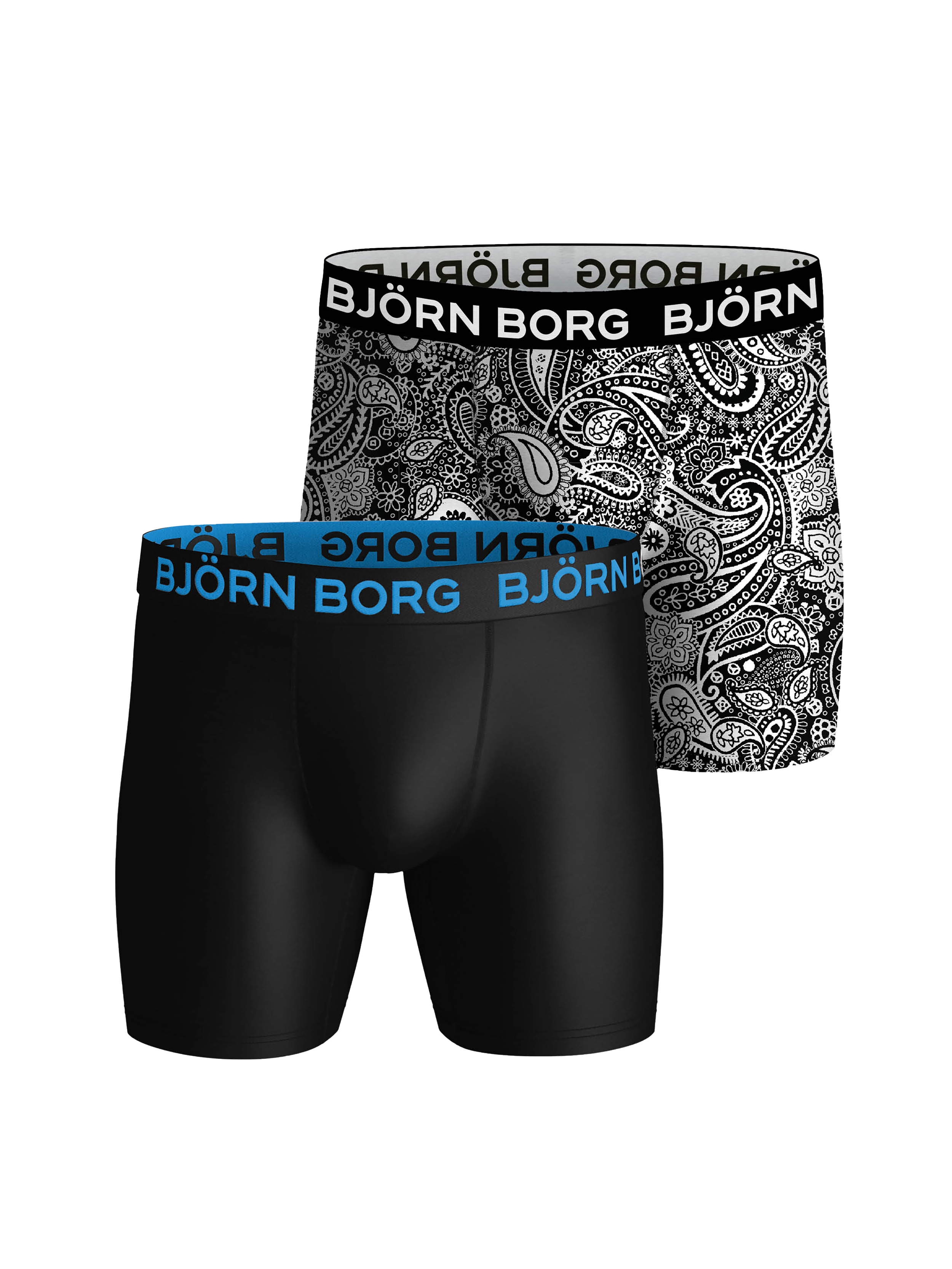 Bjorn Borg Men's 2-Pack Neon Solid Boxer Trunks Black with blue/orange 