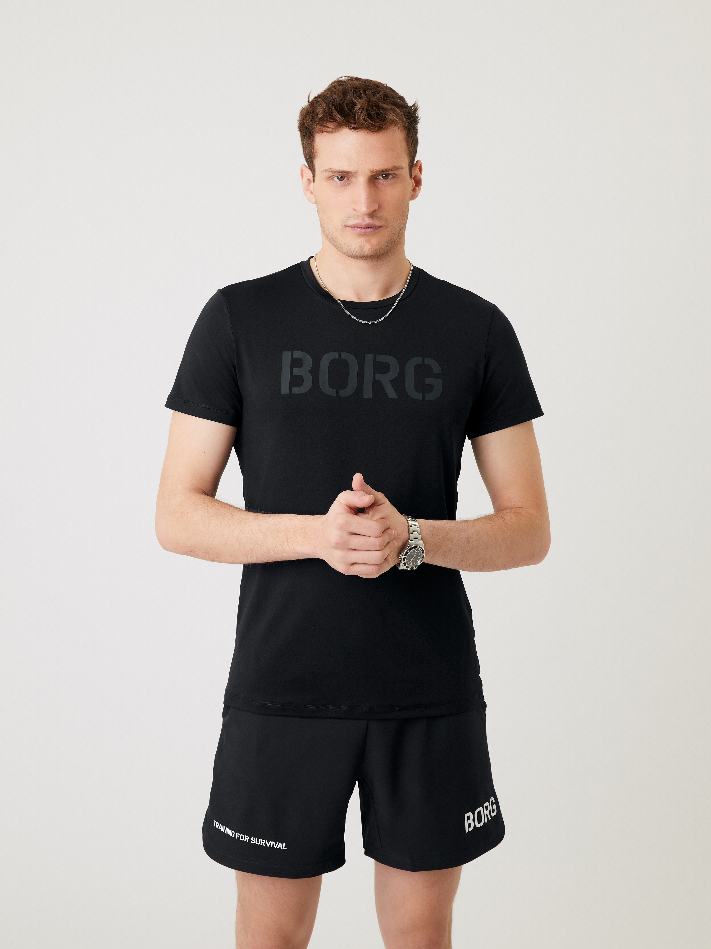 Bj\u00f6rn Borg T-shirt de sport rouge-argent\u00e9 lettrage imprim\u00e9 Mode Hauts T-shirts de sport Björn Borg 