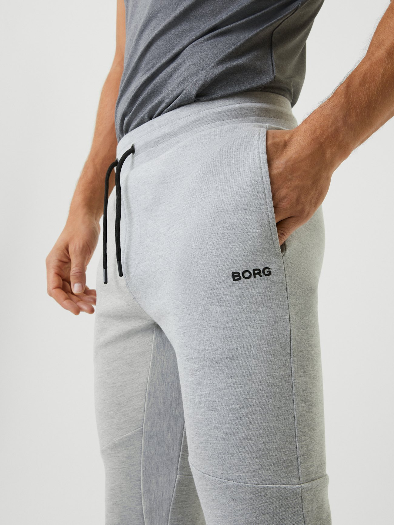 Borg Tech Sweat Pants - Light Grey Melange