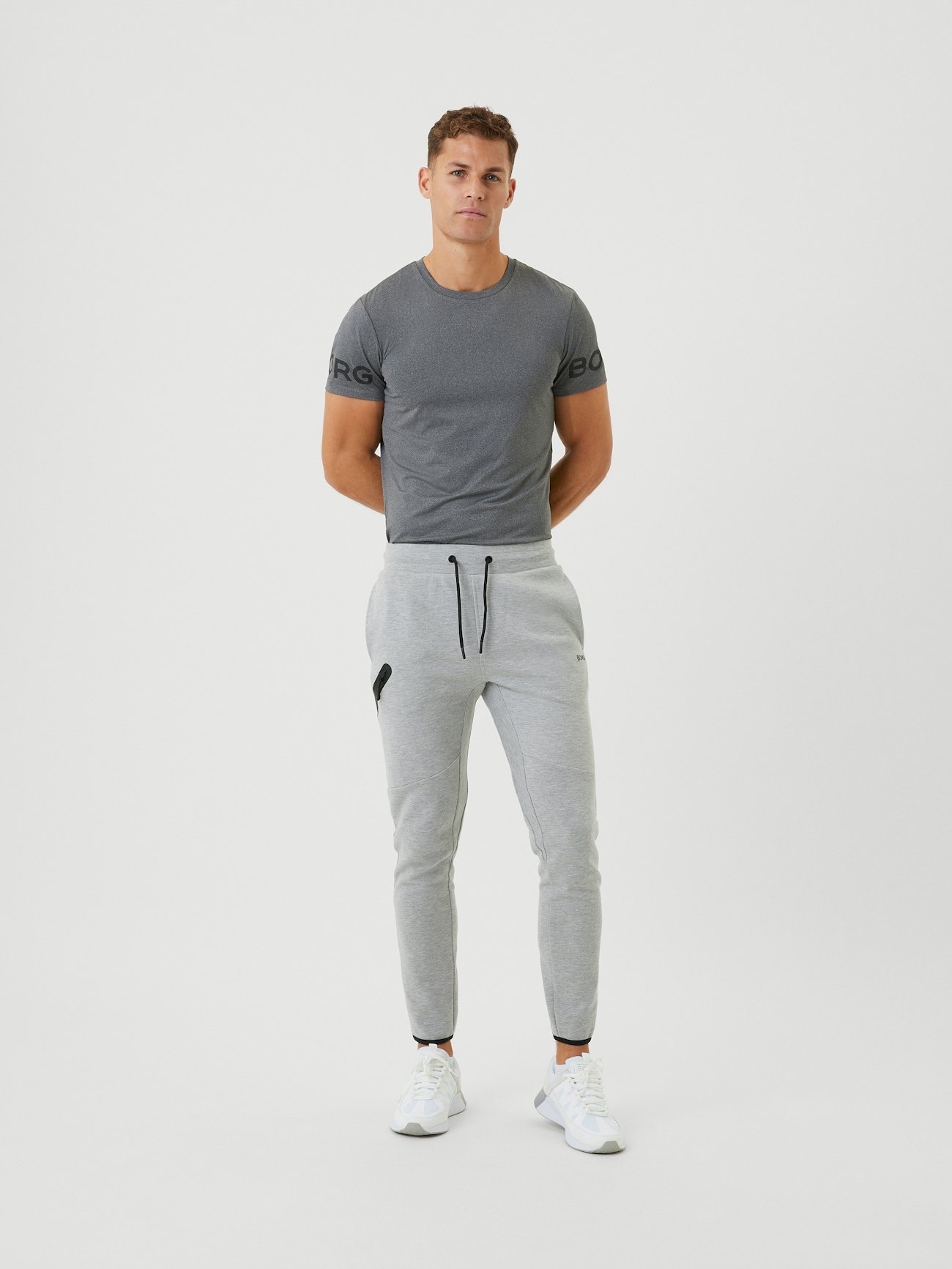 2-piece Loose Fit Hoodie and Joggers Set - Light gray melange