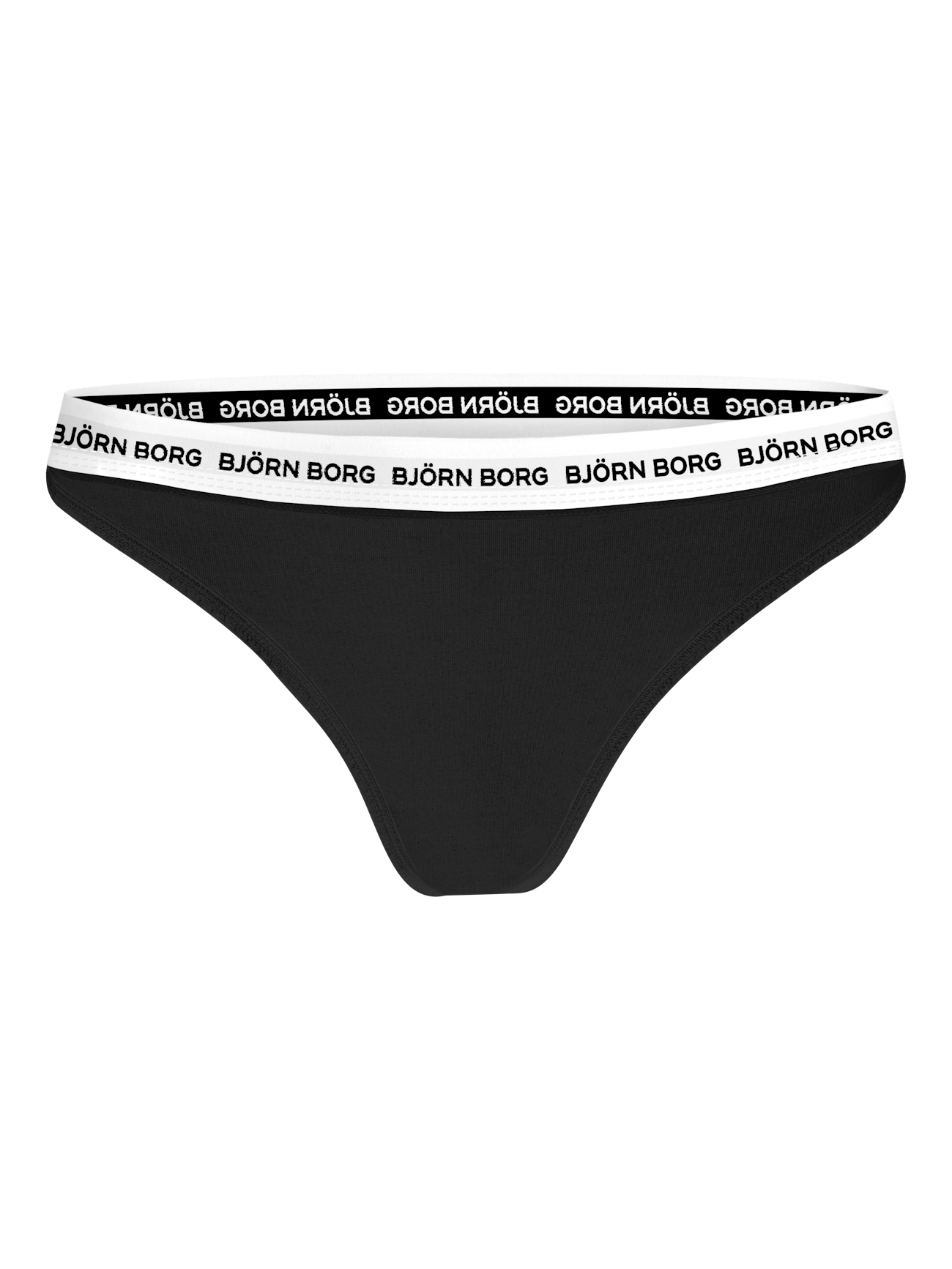 Core Microfiber High-Waist Thong With Logo Waistband in Black